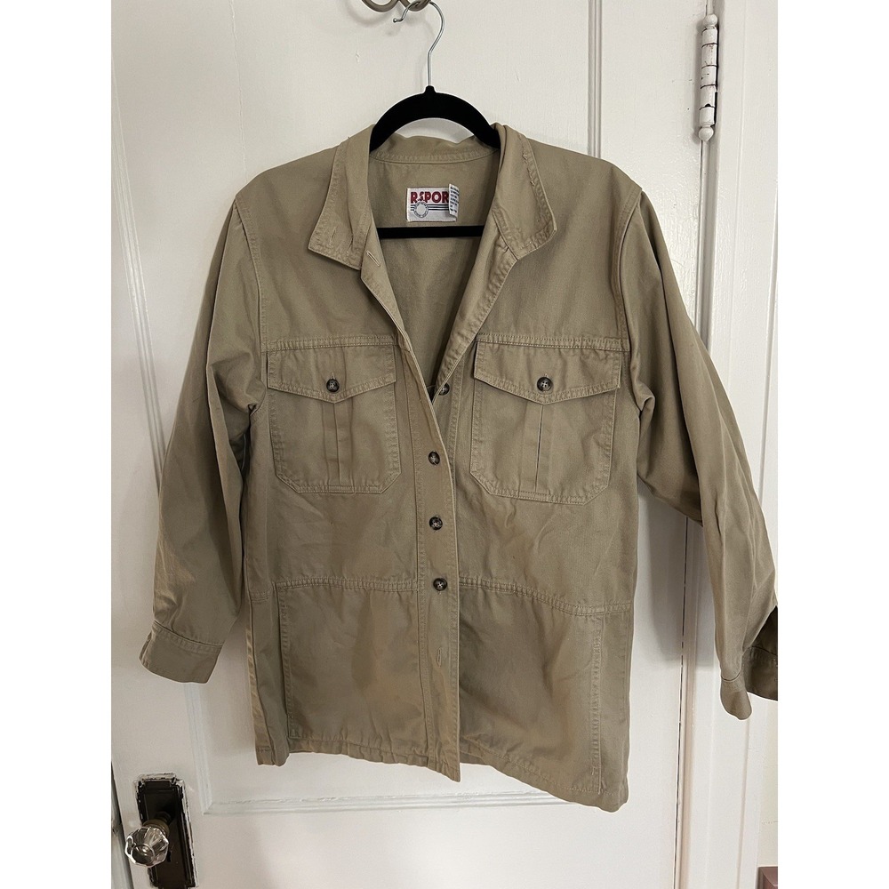 Vintage Safari Series KHAKI Mens S 100% Cotton Shirt Jacket Shacket R.S. Sport